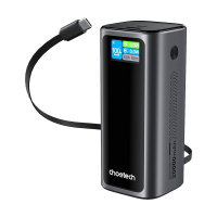 Повербанк 20000mAh Choetech B815 Grey 130W QC3.0 PD3.0 TFT Smart дисплей, встроенный кабель