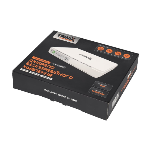 Источник бесперебойного питания DC UPS Trinix TRX-MUPS-1748 PoE (10000mAh) 5V/9V/12V/24V/48V/PoE 1Gbps, Li-ion 4*2.5Ah для роутера и медиаконвертора