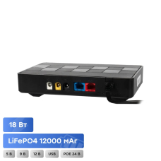 Источник бесперебойного питания DC UPS Kraft KRF-MUPS-1812 5V/9V/12V/24V/PoE, LiFePO4 2*6Ah, для роутера и медиаконвертера