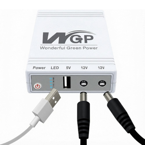 Джерело безперебійного живлення з блоком живлення Mini UPS WGP UPS103C Quick Charge 20000mAh 5V/12V/12V, Li-ion 4*5Ah, для роутера та оптичного терміналу. Блок живлення 12/3А (36W)