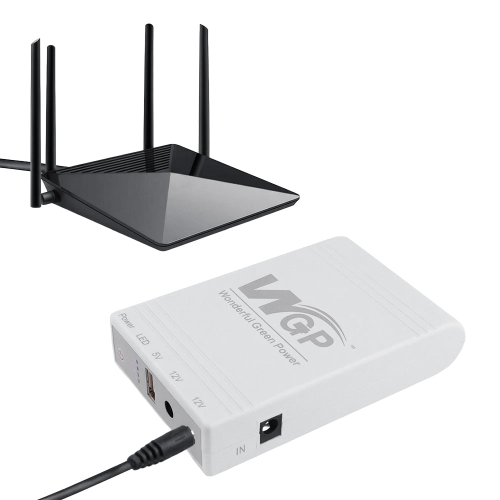 Джерело безперебійного живлення з блоком живлення Mini UPS WGP UPS103C Quick Charge 20000mAh 5V/12V/12V, Li-ion 4*5Ah, для роутера та оптичного терміналу. Блок живлення 12/3А (36W)