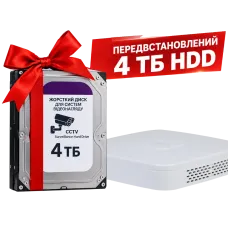 Відеореєстратор з HDD 4Тб Dahua DHI-NVR2104-I2 4-канальний 1U 1HDD WizSense