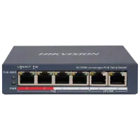 4-портовий некерований PoE Hikvision DS-3E0106P-E/M(B)