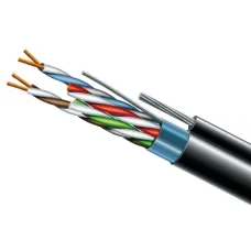 Кабель витая пара ЗЗЦМ (FTP медь уличный с тросом) Cat. 5e F/UTP PE 4х2х24 AWG + S. M. трос (к)(72113) бухта 500м.
