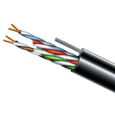 Кабель витая пара ЗЗЦМ (UTP медь уличный с тросом) Cat. 5e U/UTP PE 4х2х24 AWG + S.M.трос (74130) бухта 500м.