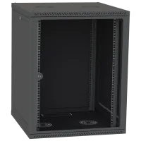 Шафа телекомунікаційна двері скло (чорна) IPCOM 15U 600x600