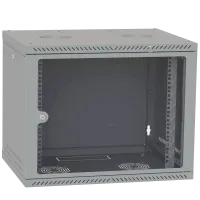 Шафа телекомунікаційна двері скло (сіра) IPCOM 9U 600x600