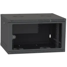 Шафа телекомунікаційна двері скло (чорна) IPCOM 4U 600x450