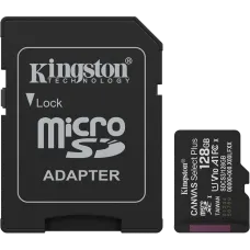 Карта памяти Kingston microSD 128GB C10 UHS-I A1 V10 R150MB/s + SD