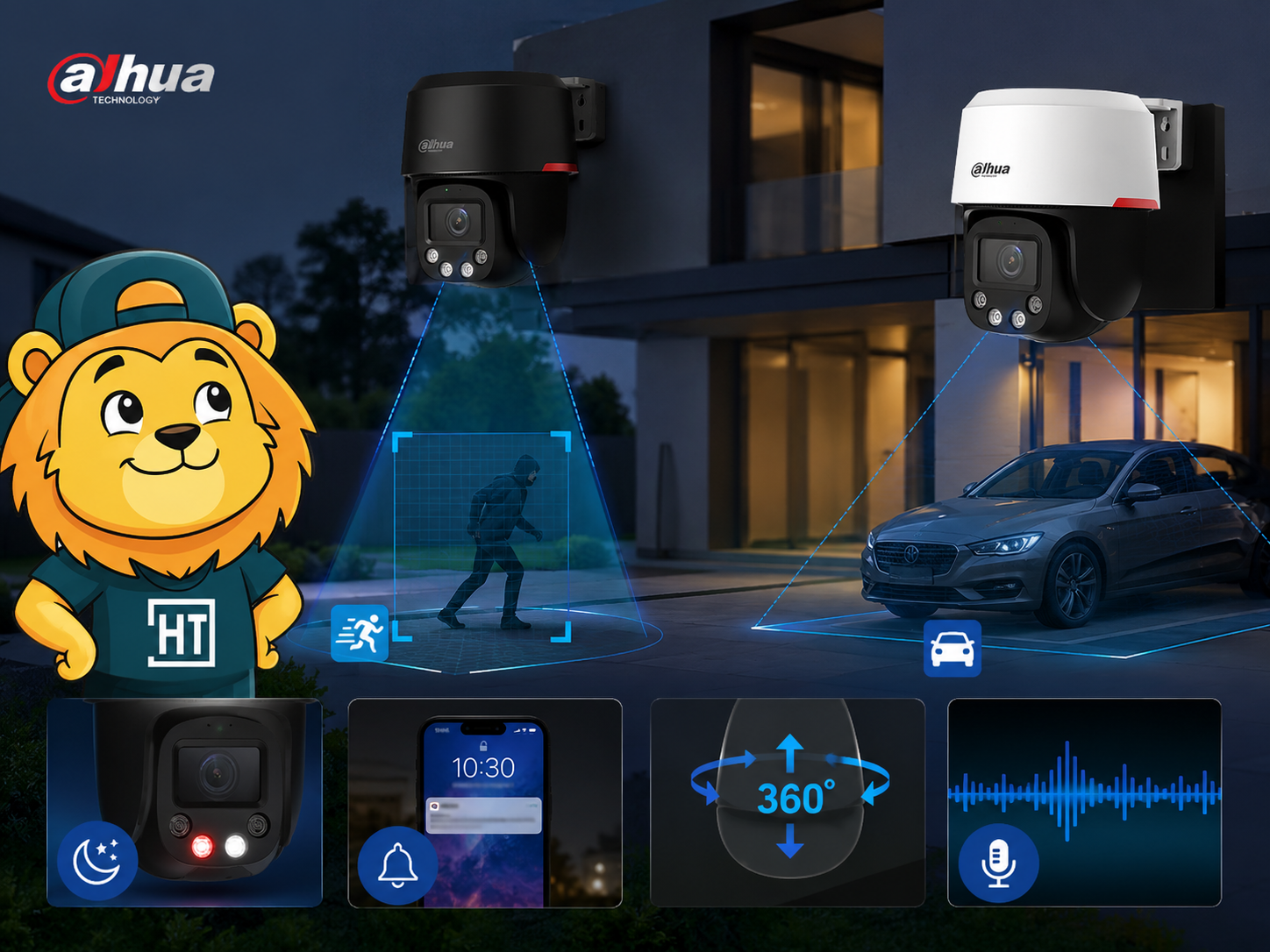 Камера dahua dh-sd2c400na-b-pv-pro в білому та чорному кольорі