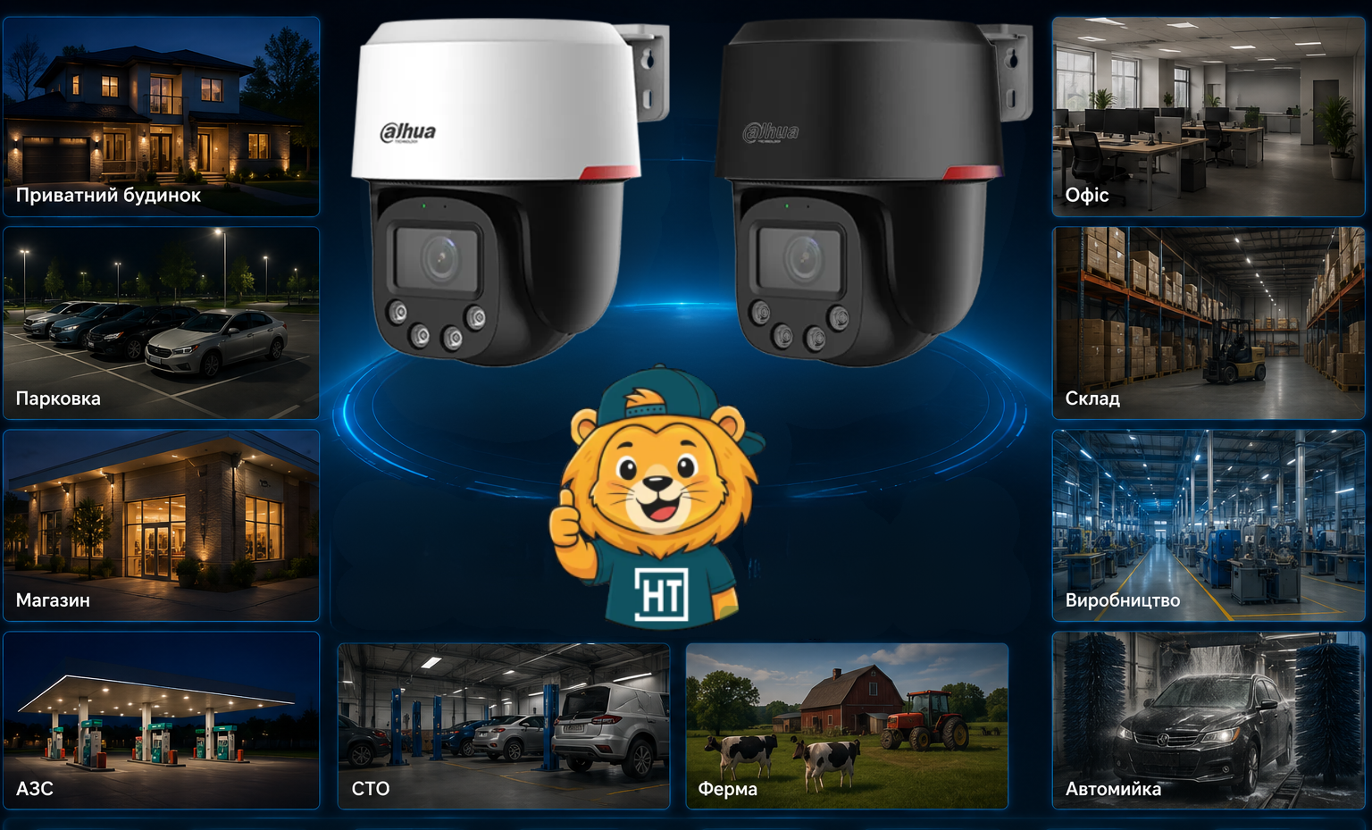 Використання ptz wizcolor wizsense відеокамери dahua dh-sd2c400na-b-pv-pro: приватний будинок, ферма, парковка, склад, виробництво